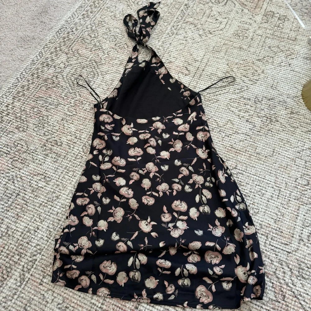 Kaylie Printed Halter Mini Dress Black Floral S - Picture 9 of 10